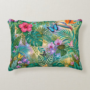 Coussins Décoratifs Papillons Fleurs de Jungle Fantaisie Joyeux