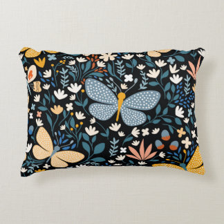 Coussins Décoratifs Papillons Floral : Dessinés à la main sans couture