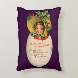 Coussins Décoratifs Pâques victorien, fille vintage avec bonnet dans u