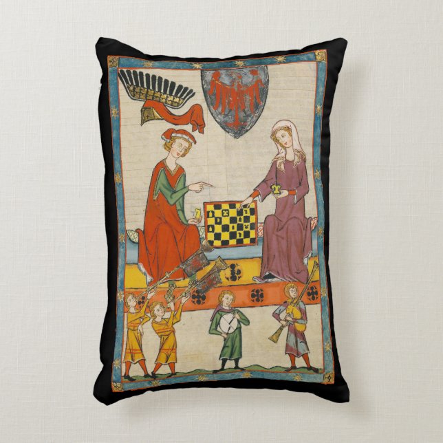Coussins Décoratifs Partie d'échecs Codex Manesse XIVe siècle (Devant(Vertical))