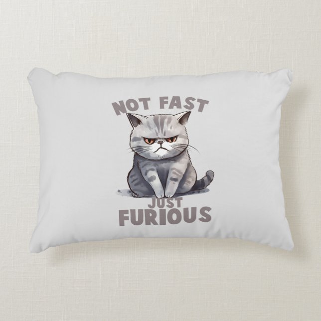 Coussins Décoratifs Pas rapide, juste furieux - Humour de chat gris (Devant)