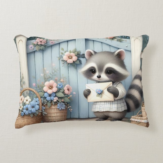 Coussins Décoratifs Pastel Raccoon Letter Garden (Devant)