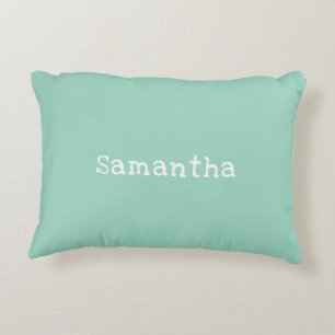 Coussins Décoratifs Pastel Turquoise Vert Blanc Bandes Nom