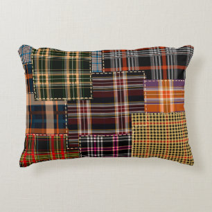 Coussins Décoratifs patchwork chercks motif, design tartan, surface 
