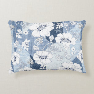 Coussins Décoratifs patchwork de denim transparent sur fleur