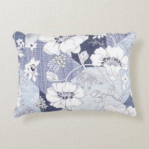 Coussins Décoratifs Patchwork de fleur de denim, motif sans soudure.