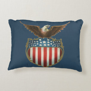 Coussins Décoratifs Patriotisme Vintage, Aigle fier sur Drapeau Améric