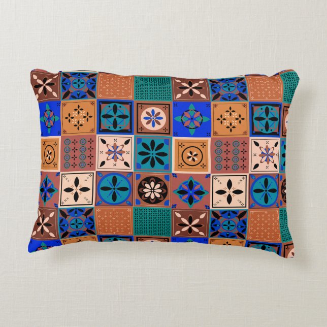Coussins Décoratifs Patrón Azulejo tonos tierra (Dos)