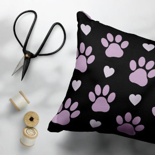 Coussins Décoratifs Pattern of paws, Dog paws, Lilac paws, Hearts