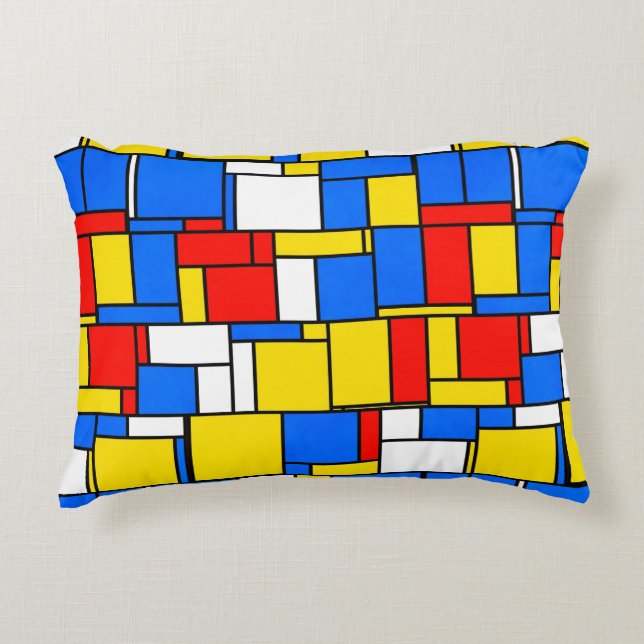 Coussins Décoratifs Patters de Mondrian Inspecred Style Red Blue Yello (Devant)
