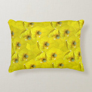 Coussins Décoratifs Pavot à maïs jaune soleil avec gouttes de pluie