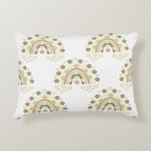 Coussins Décoratifs Paw Et Coeurs De Chien Arc-En-Ciel vintage Sepia