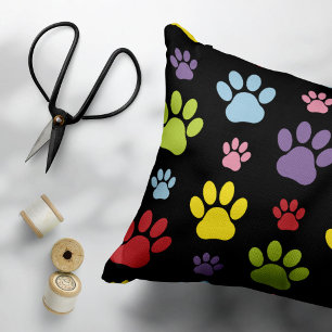 Coussins Décoratifs Paws Colorés, Motif Paw, Empreintes de pattes, Paw