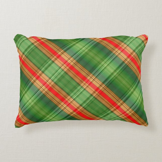 Coussins Décoratifs Pays rouge et vert plaid (Devant)
