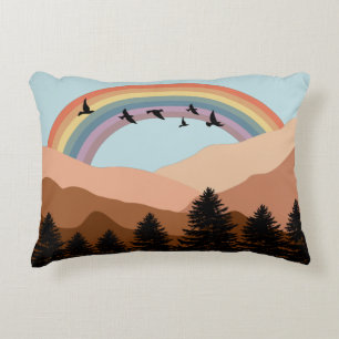 Coussins Décoratifs Paysage Abstrait Arbres forestiers Arc-en-ciel et