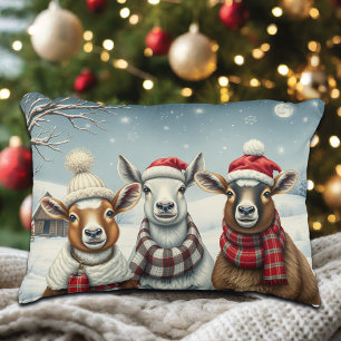 Coussins Décoratifs Paysage hivernal avec mouton et Cabine