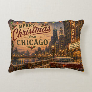 Coussins Décoratifs Paysage hivernal de Chicago à Noël Confort des Fêt