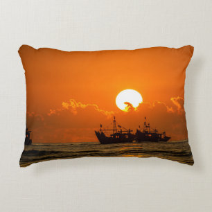 Coussins Décoratifs Paysage naturel Coucher de soleil avec bateau-6846