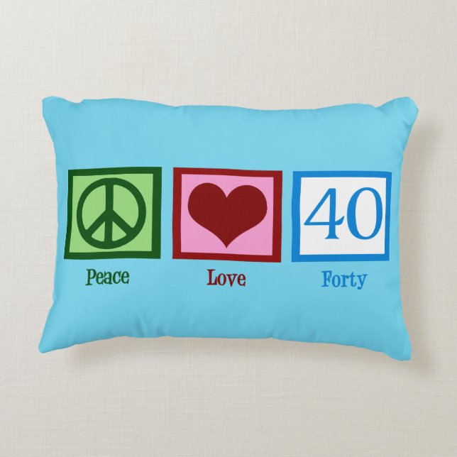 Coussins Décoratifs Peace Love 40th Birthday Cute Party (Dos)