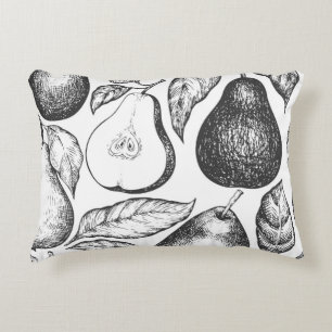 Coussins Décoratifs Pear seamless pattern. Hand drawn vintage garden f
