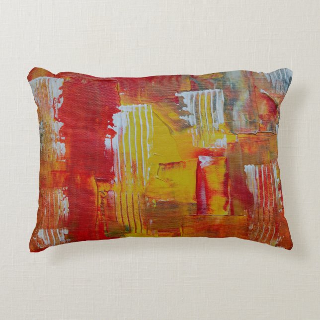 Coussins Décoratifs Peinture abstraite rouge et jaune (Devant)