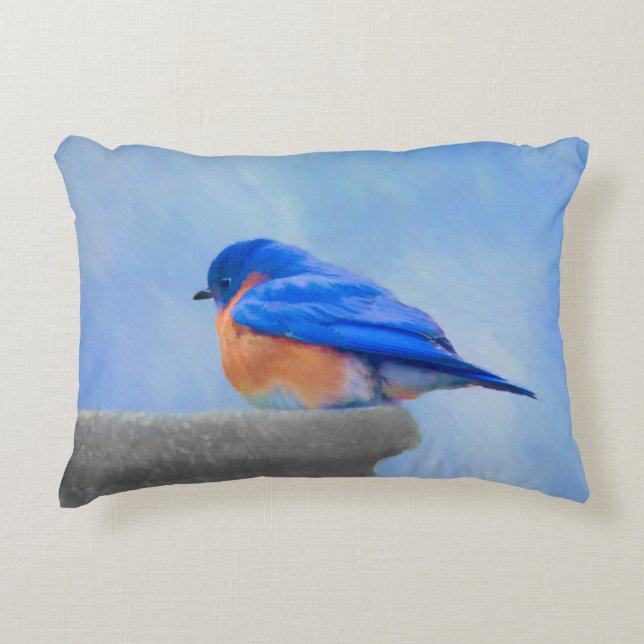 Coussins Décoratifs Peinture Bluebird - Art original pour oiseaux (Devant)