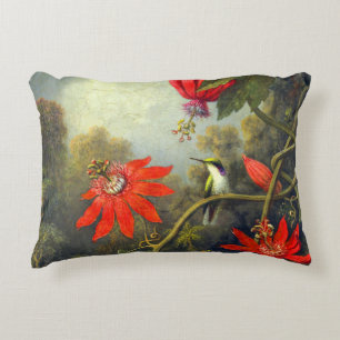 Coussins Décoratifs Peinture de colibri et de passiflores
