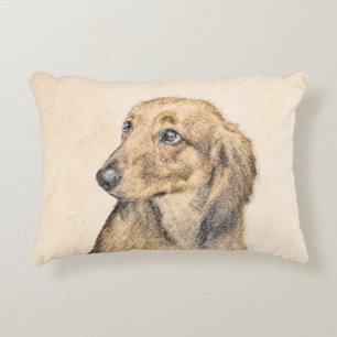 Coussins Décoratifs Peinture de Dachshund (Longhaïs) - Art original du