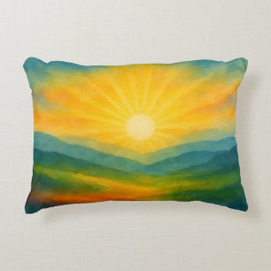 Coussins Décoratifs Peinture de paysage de lever de soleil à l'aquarel