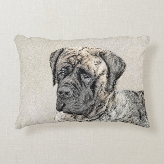 Coussins Décoratifs Peinture mastiff anglaise (Brindle) - Dog Art (Devant)