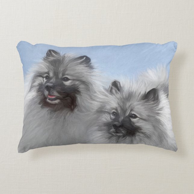 Coussins Décoratifs Peinture originale d'un couple de Keeshond - Art a (Devant)
