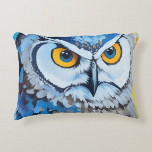 Coussins Décoratifs Peintures de portraits de hibou bleu