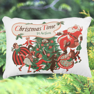 Coussins Décoratifs Père Noël de Noël vintage et enfants dansants