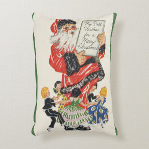 Coussins Décoratifs Père Noël de Noël vintage et enfants dansent