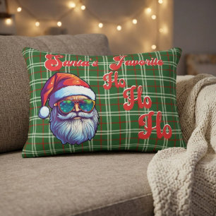 Coussins Décoratifs Père Noël drôle Plaid Vert Rétro Favori