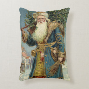 Coussins Décoratifs Père Noël victorien vintage avec sapin de Noël