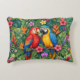 Coussins Décoratifs Perroquets aras de la jungle Fleurs vibrantes