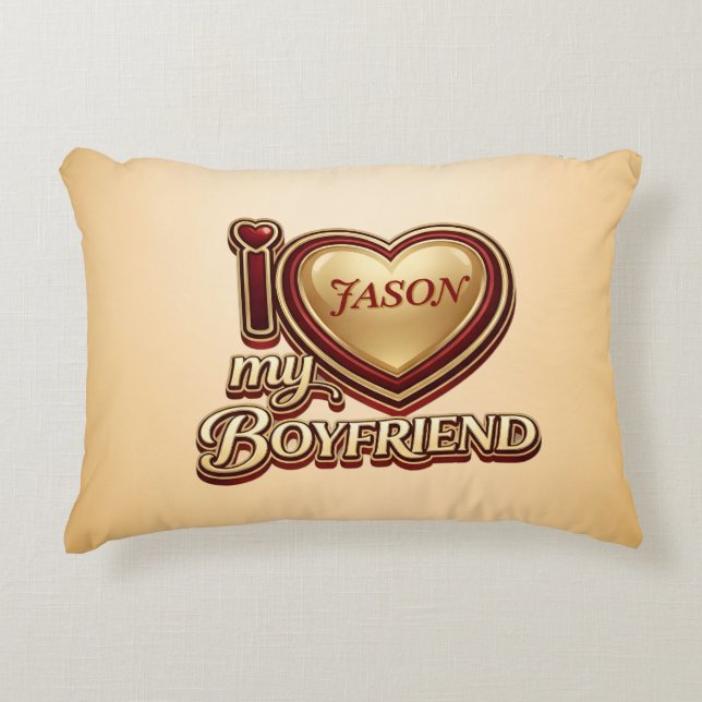 Coussins Décoratifs Personalized I Love My Boyfriend Custom Name (Devant)