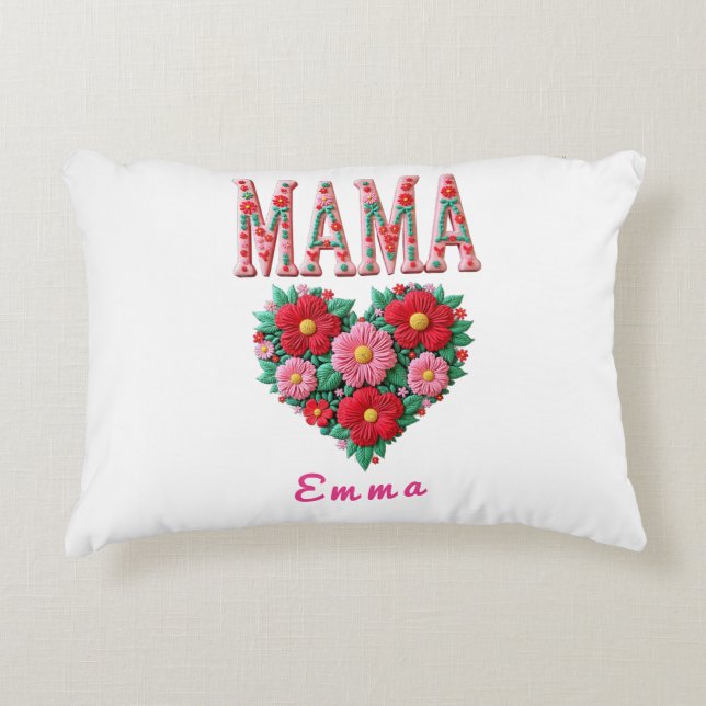 Coussins Décoratifs Personalized Mama Heart Floral Custom Gift (Devant)