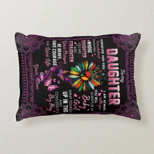 Coussins Décoratifs Personnalisé À Ma Fille Couverture Papillon, (Devant)