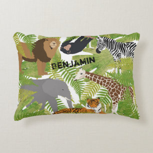 Coussins Décoratifs Personnalisé Cute Jungle Animaux Safari Garçon   F