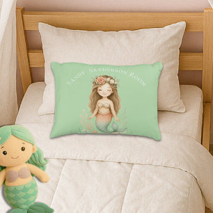 Coussins Décoratifs Personnaliser Boho Girl Sirène Turquoise verte ron
