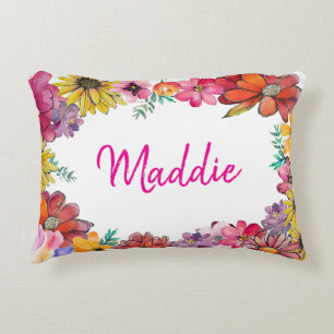 Coussins Décoratifs Personnaliser JOY Happy fleurie bordure
