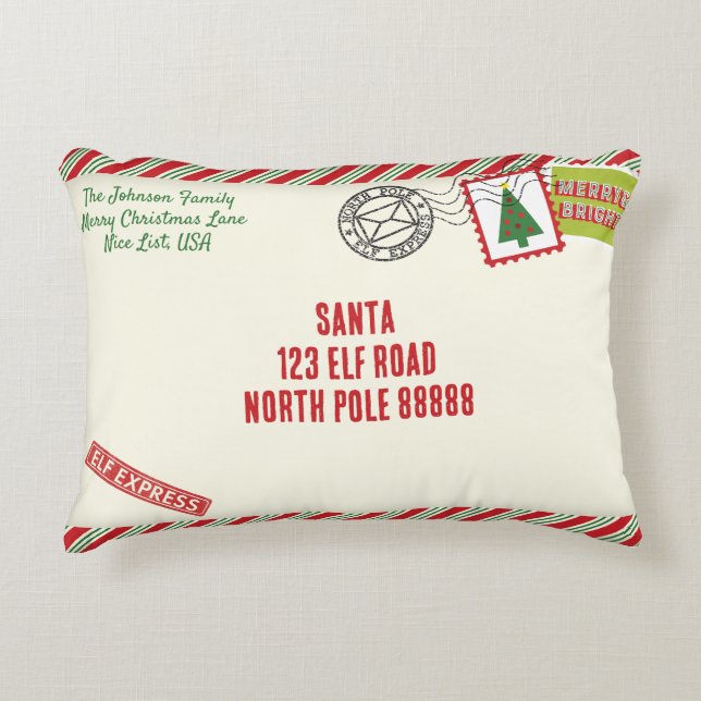 Coussins Décoratifs Personnaliser la lettre Père Noël rayée Noël (Devant)