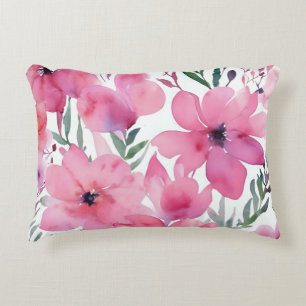 Coussins Décoratifs Pétales roses Fleurs peintes aquarelle florale