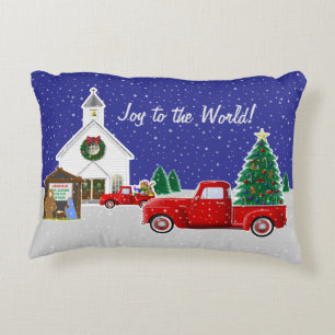 Coussins Décoratifs Petit camion rouge avec Country Church