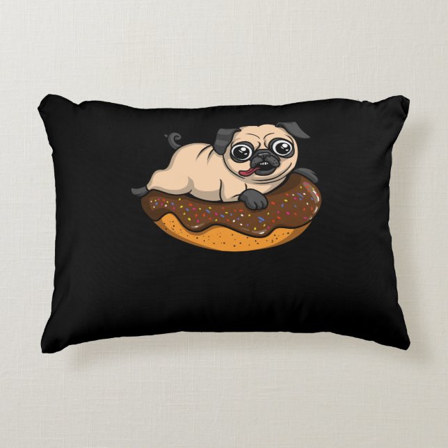 Coussins Décoratifs Petit chien Carlin Donut Lover animal (Devant)