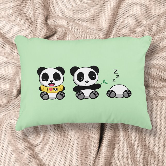 Coussins Décoratifs Petites pandas mignonnes sur vert (Créateur téléchargé)