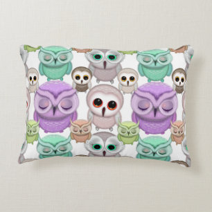 Coussins Décoratifs Petits hiboux mignons aux couleurs pastel