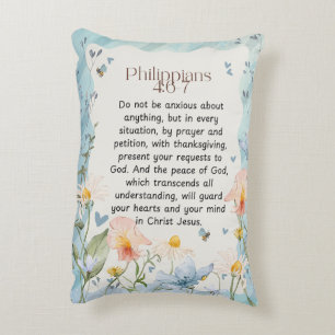 Coussins Décoratifs Philippiens 4:6-7 Bible chrétienne Verse Aquarelle